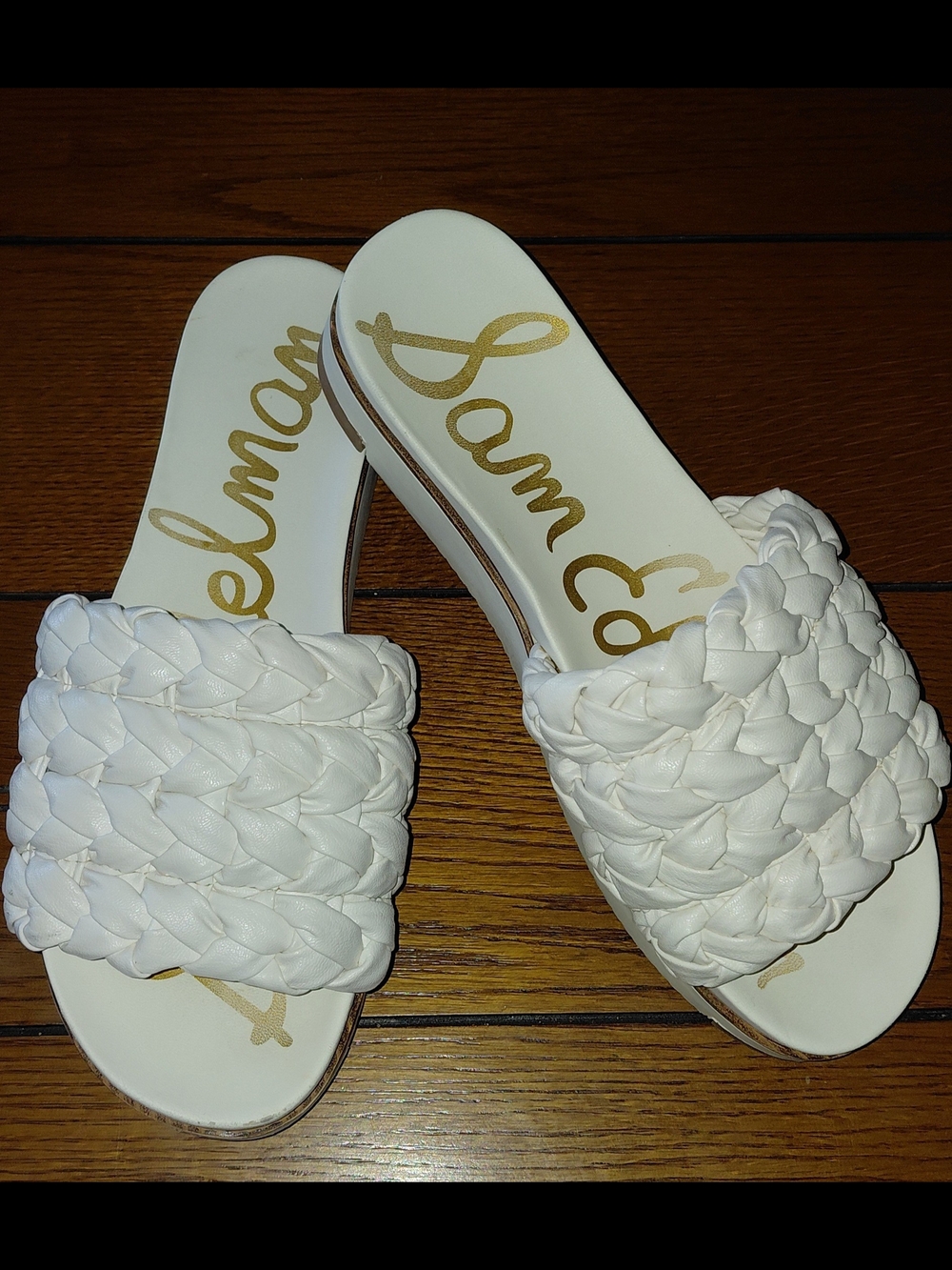 Sam Edelman AINSLIE White Braided Slide Cushioned Sandals, sz 9